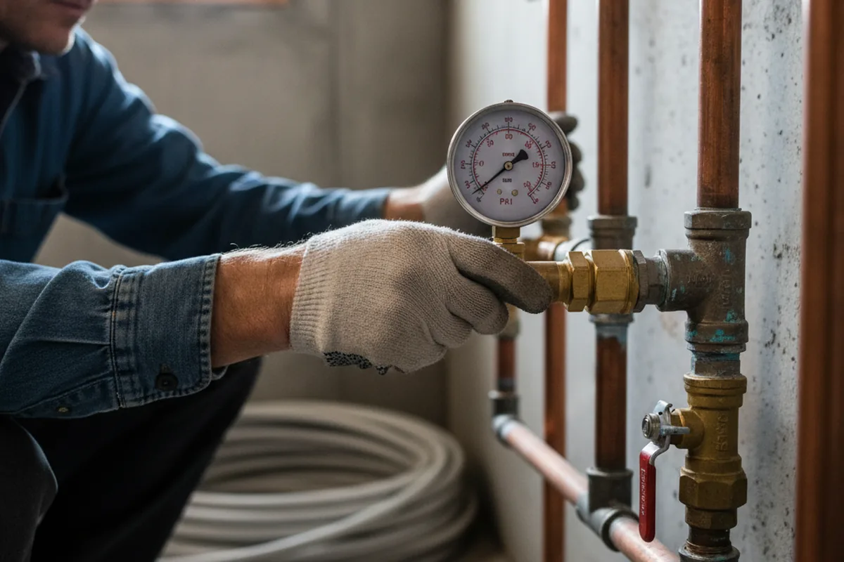 Pressure testing a repaired line during Water Line Repair in Dunlap